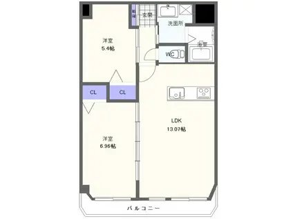 クイーンズヒル(2LDK/3階)の間取り写真
