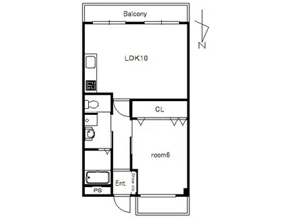 ルボワ平喜(1LDK/9階)の間取り写真