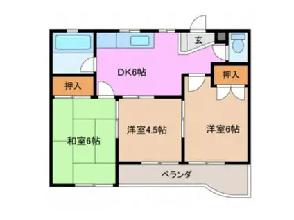 カーサバレンシアときわ(3DK/1階)の間取り写真