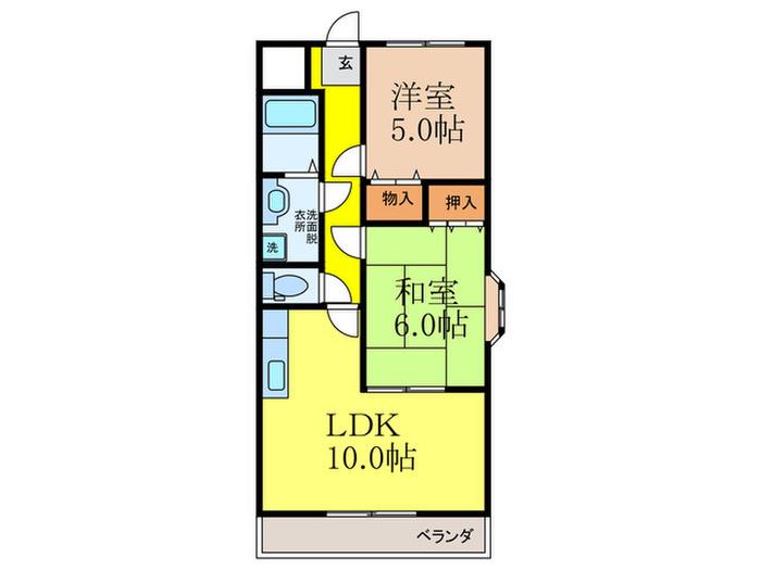 ノルテローズ(2LDK/3階)の間取り写真