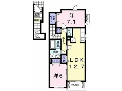 ガーデンハウス.フィオーレ I(2LDK/2階)の間取り写真