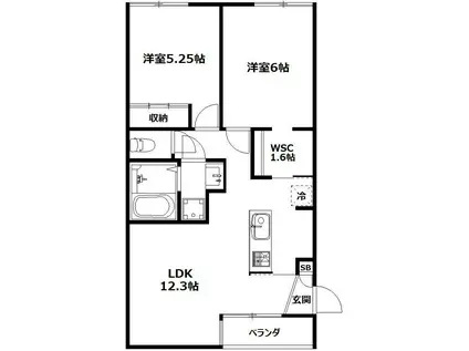 MONAMOUR.COCO(2LDK/2階)の間取り写真