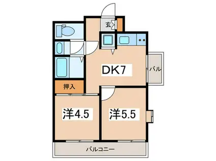 メゾンベールたまプラーザ(2DK/4階)の間取り写真