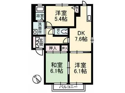 エモーションC棟(3DK/2階)の間取り写真