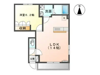 フォルティアC棟(1LDK/1階)の間取り写真