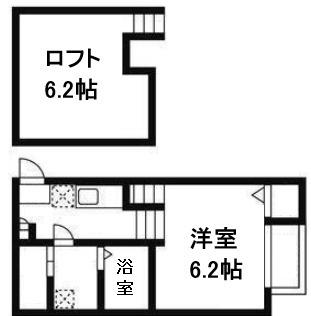 ルネッサンス広瀬通(1K/2階)の間取り写真