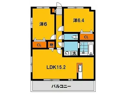 サウスヒルズ(2LDK/3階)の間取り写真