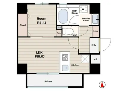 ランティエ千林大宮(1LDK/8階)の間取り写真