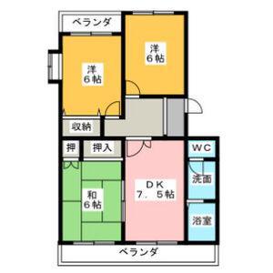 ハイツほのぼの(3DK/4階)の間取り写真