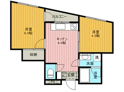 足立ガーデンコート(2DK/1階)の間取り写真