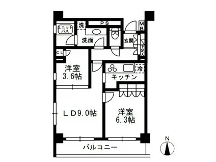 レジディア中落合(2LDK/7階)の間取り写真