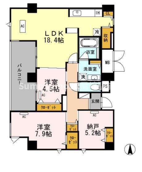 AMISTAD(2SLDK/4階)の間取り写真