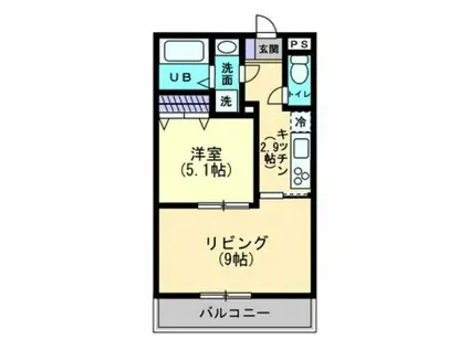 アルーア西町(1LDK/4階)の間取り写真