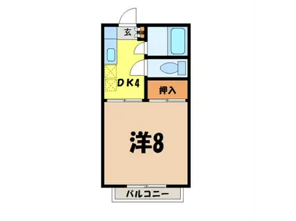 村岡ビューハイツA・B(1K/2階)の間取り写真