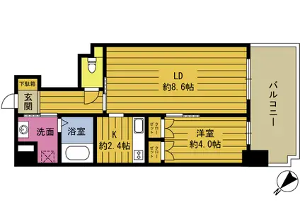 RJRプレシア大分駅前II(1LDK/6階)の間取り写真