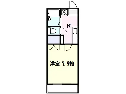 トレジャー高津(1K/2階)の間取り写真