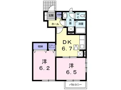 クレストファイン3(2DK/1階)の間取り写真