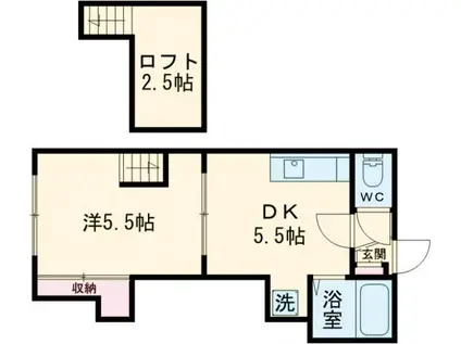 ハイツヒロV(1DK/2階)の間取り写真
