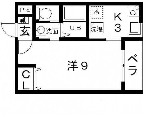 ヴィレッジ加綾北本町(1K/2階)の間取り写真