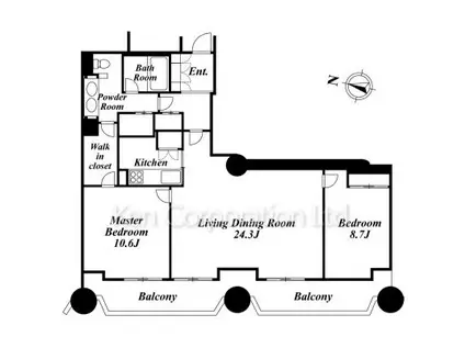 赤坂溜池タワーレジデンス(2LDK/15階)の間取り写真