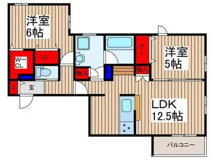 桜メゾン(2LDK/3階)の間取り写真
