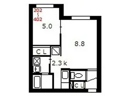 カーサ・ドマーニ 学生さん対象マンション(1LDK/2階)の間取り写真