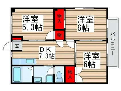 メゾングリーン356(3DK/2階)の間取り写真