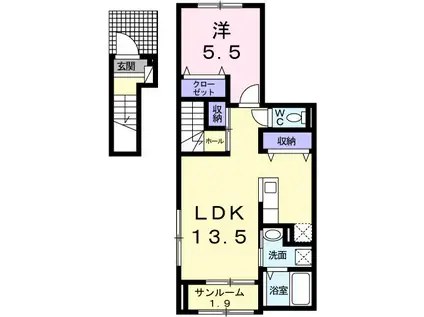 ボヌールメゾンVII(1LDK/2階)の間取り写真