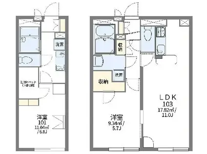 レオパレス山幸(1K/2階)の間取り写真