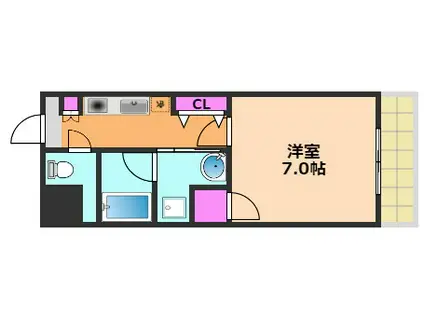 リヴェール城西(1K/2階)の間取り写真