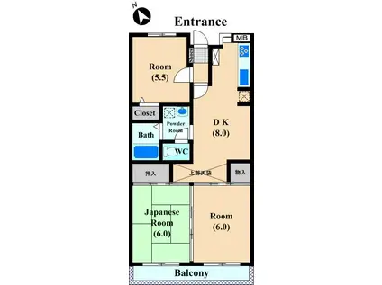 グリーンパーク津田山(3DK/4階)の間取り写真