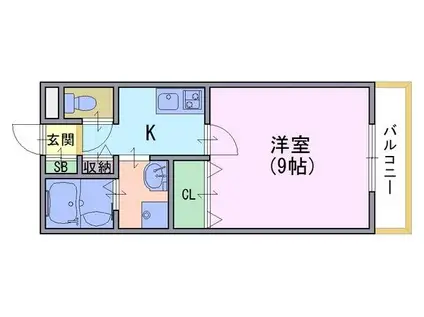 ベルリード ミキ(1K/2階)の間取り写真