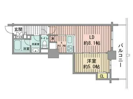 プライムアーバン札幌リバーフロント(1LDK/22階)の間取り写真