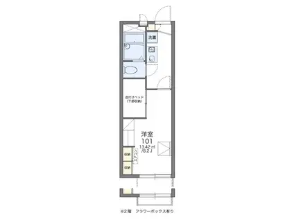 レオパレスユー(1K/2階)の間取り写真