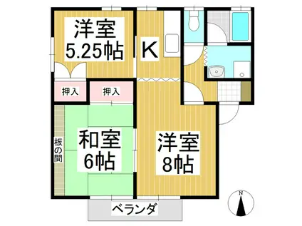 コーポベルフェイスA棟(3K/1階)の間取り写真