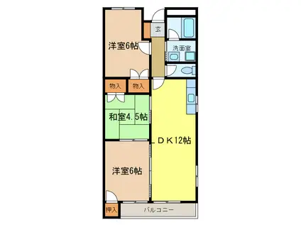 リトルバレイA棟(3LDK/2階)の間取り写真