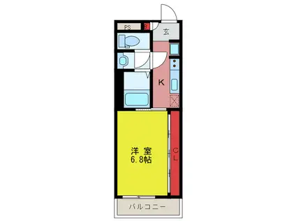 リブリ・坂戸II(1K/1階)の間取り写真