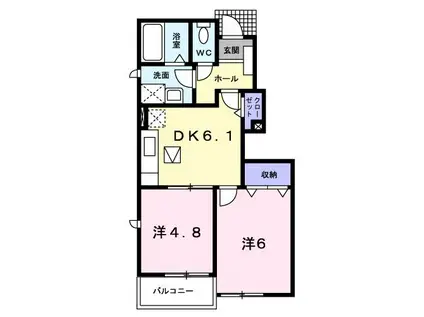 ドゥ ロンタン II(2DK/1階)の間取り写真