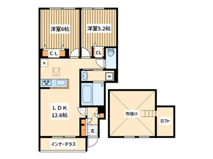ベル リード(2LDK/1階)の間取り写真