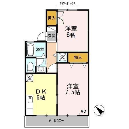 アネックス旭(2DK/2階)の間取り写真