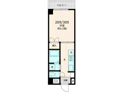 エトワール常盤台(1K/2階)の間取り写真