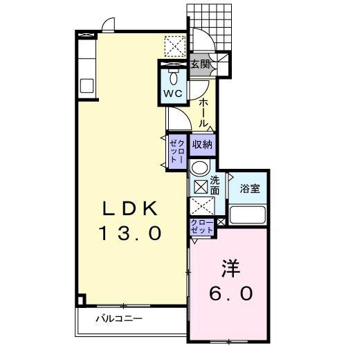 グラシオッソ(1LDK/1階)の間取り写真