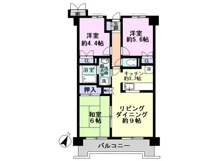ハイネス北柏(3LDK/4階)の間取り写真
