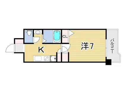 エル・セレーノ武庫川(1K/2階)の間取り写真