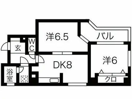 ゲストハウスレインボー伏見(2DK/7階)の間取り写真