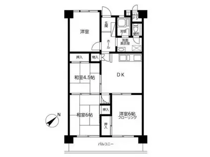 なぎさニュータウン6号棟(4DK/4階)の間取り写真
