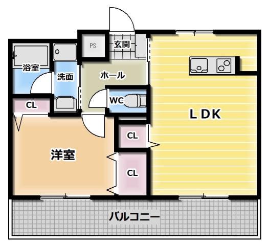 ルークロエ(1LDK/4階)の間取り写真