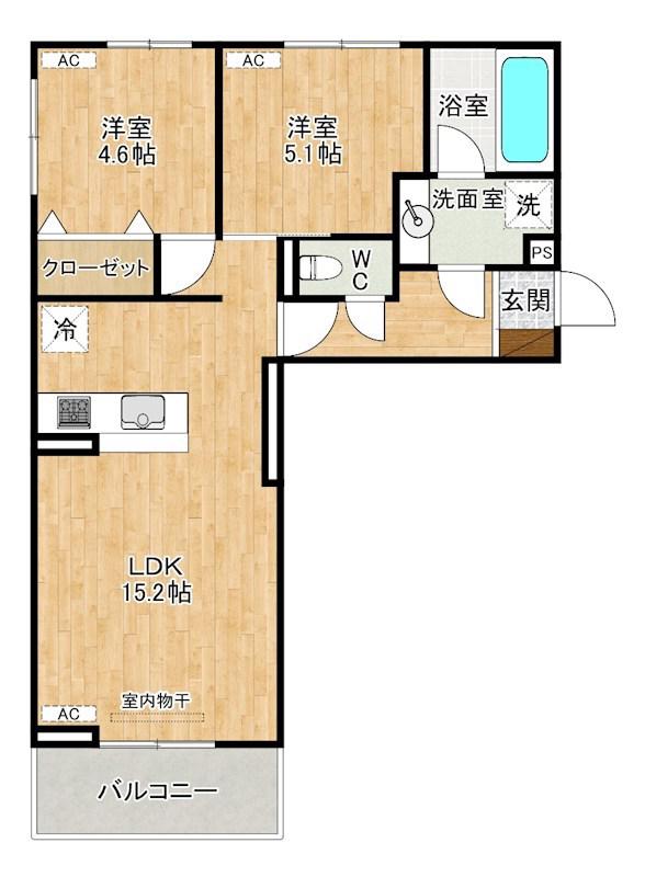 D-ROOM中原東(2LDK/3階)の間取り写真