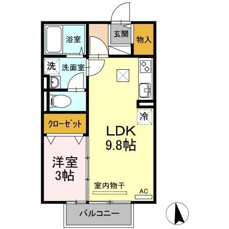 クリエガーデン(1LDK/1階)の間取り写真