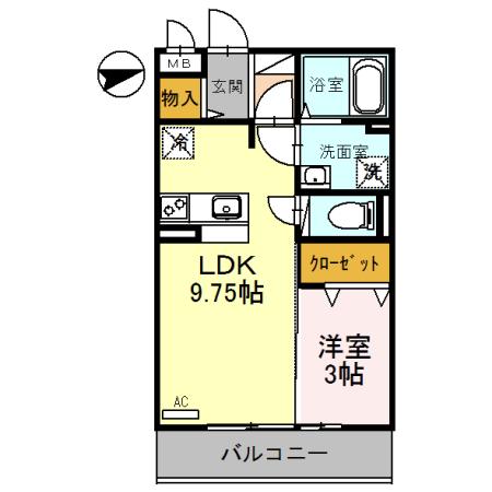 エバーグリーン(1LDK/2階)の間取り写真
